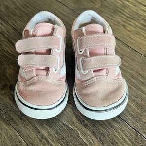 Kids Pink Suede Velcro Casual Sneakers